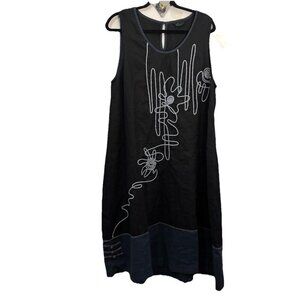 Peacock Ways Art To Wear Lagen Dress Linen Blend Relax Fit Dress Size Large